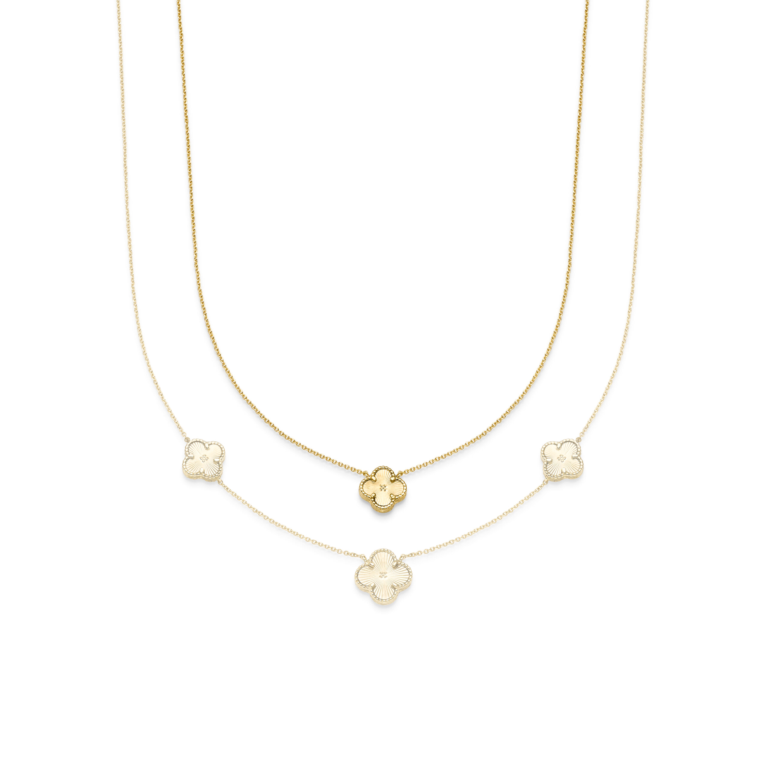 Collier in Gelbgold mit 1 Blumenmotiv diamantiert