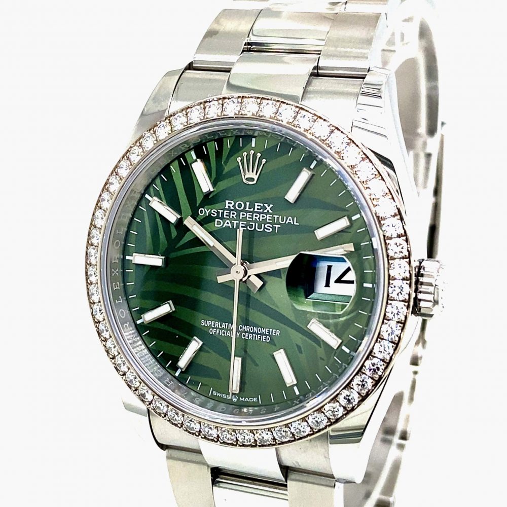 Pre-owned Rolex Datejust Ref. 126284 RBR aus Edelstahl mit Automatikwerk, Diamantlünette und Saphirglas – luxuriöse Herren- und Damenuhr